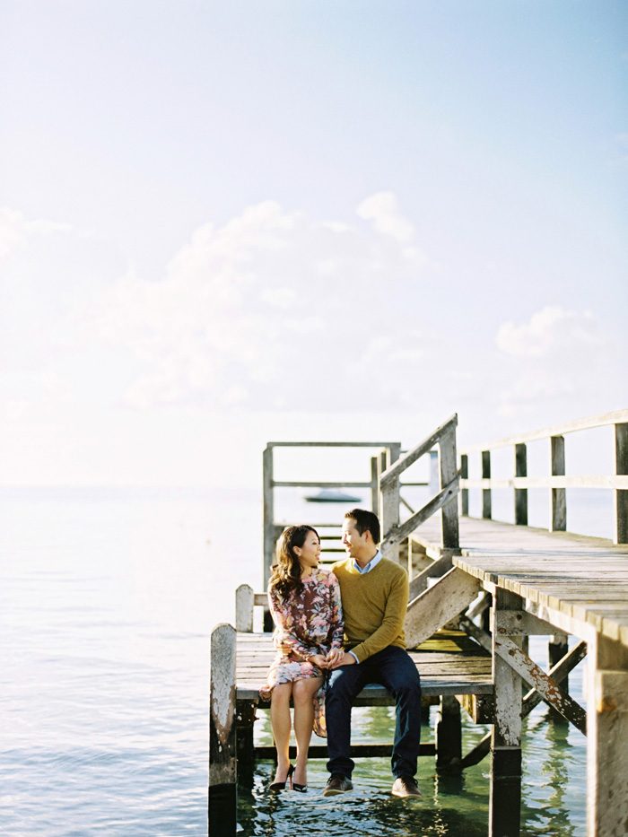 chinese pre wedding on a pier in port sea