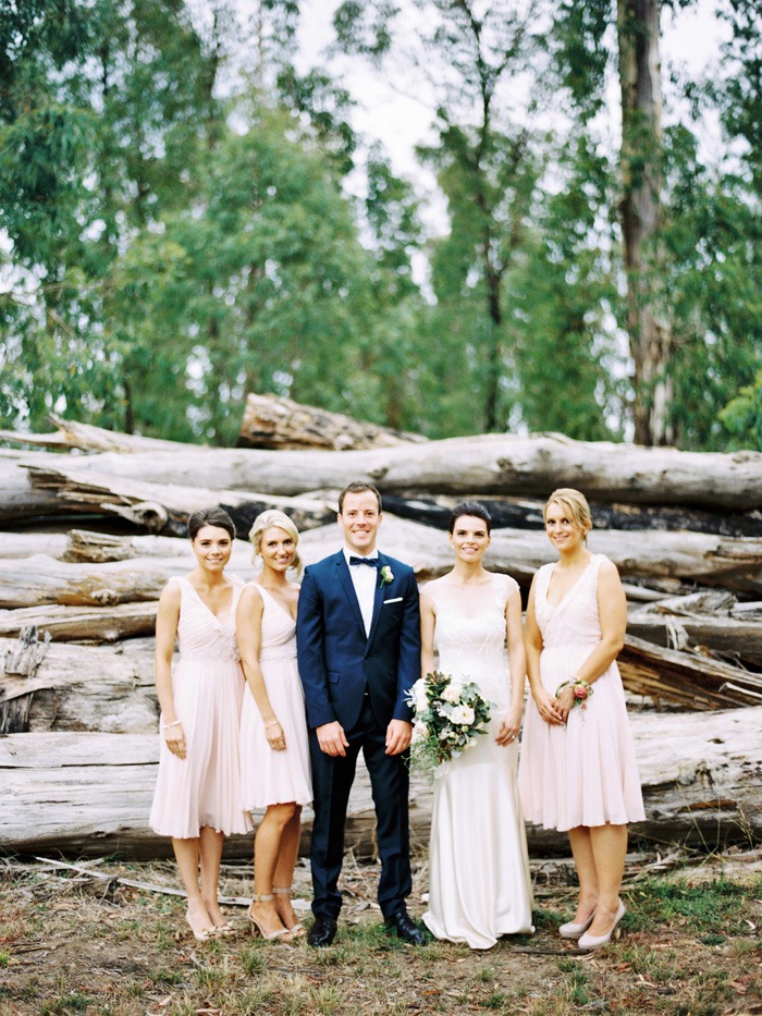 bride and groom portraits in Marysville with bridal party