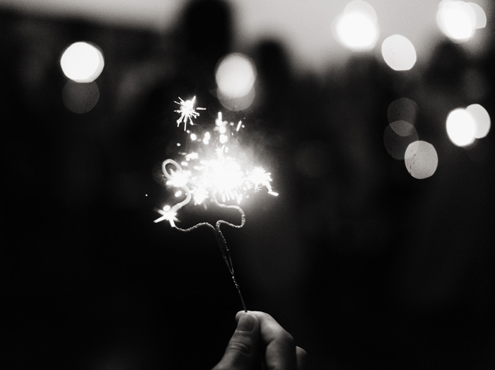 wedding sparklers at night time