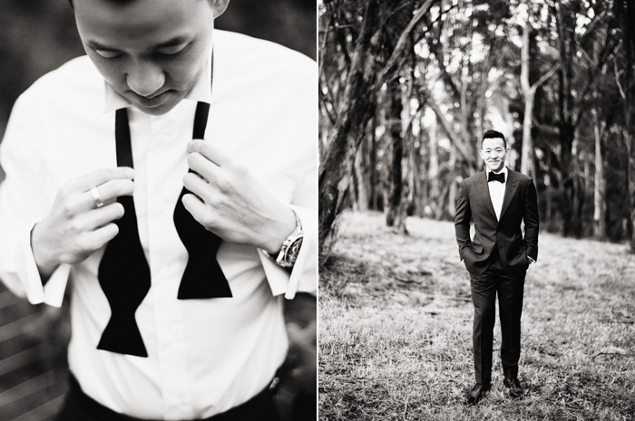 groom getting ready at wedding in Daylesford