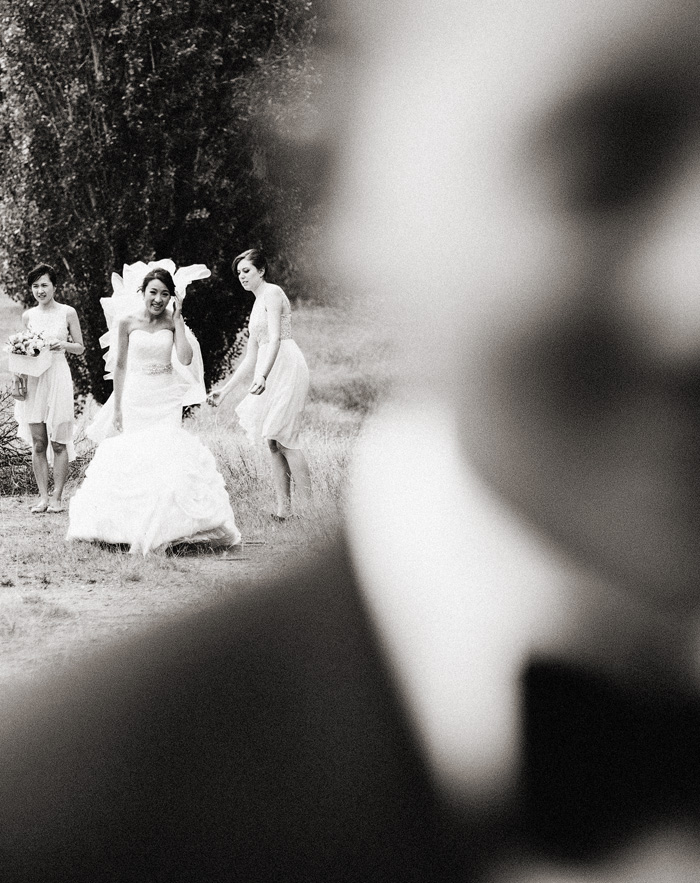 bride and groom doing the first look in daylesford on their wedding day