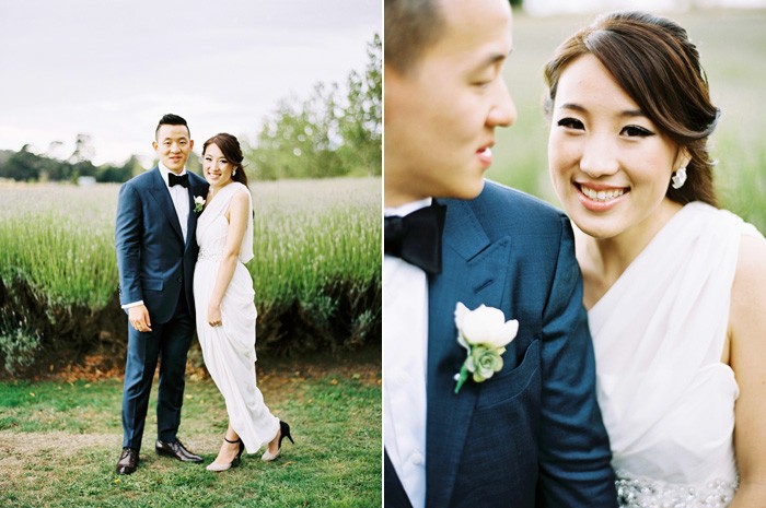 wedding portraits of bride and groom at sault in daylesford