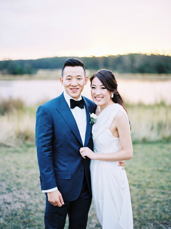 bride and groom sunset portraits in daylesford