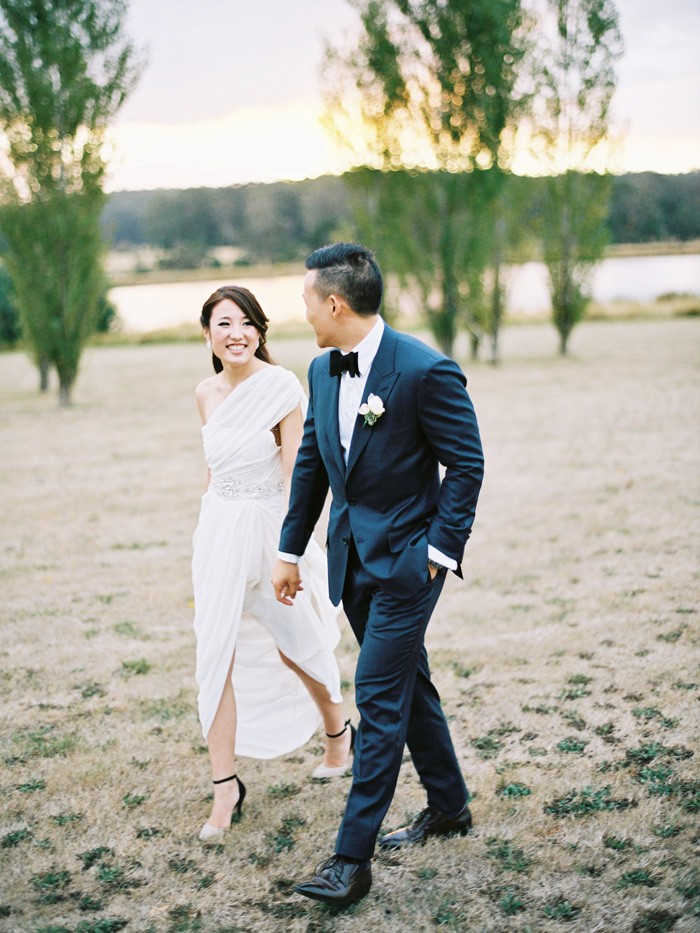 lavender daylesford sunset bride and groom