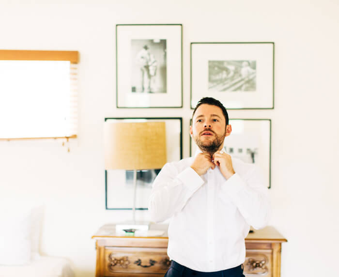 Groom getting ready at a Jewish wedding