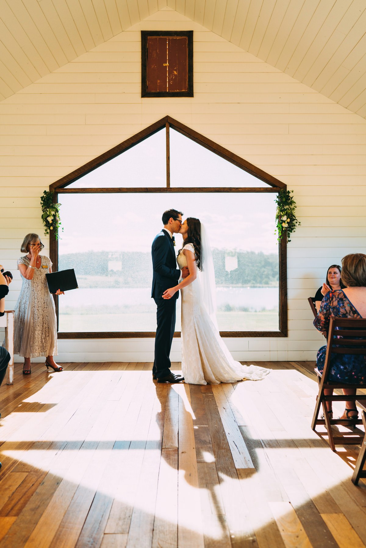 bride groom kissing