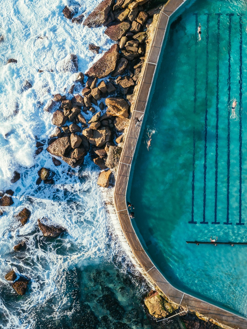bronte beach rock pool drone photography
