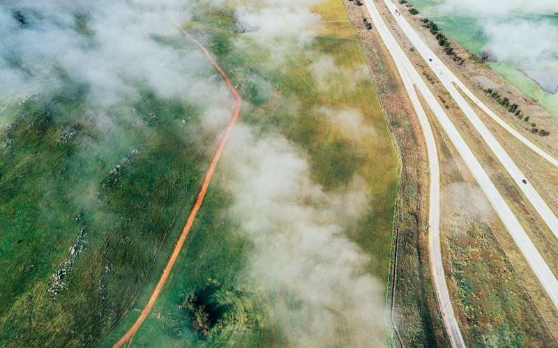 freeway drone photography