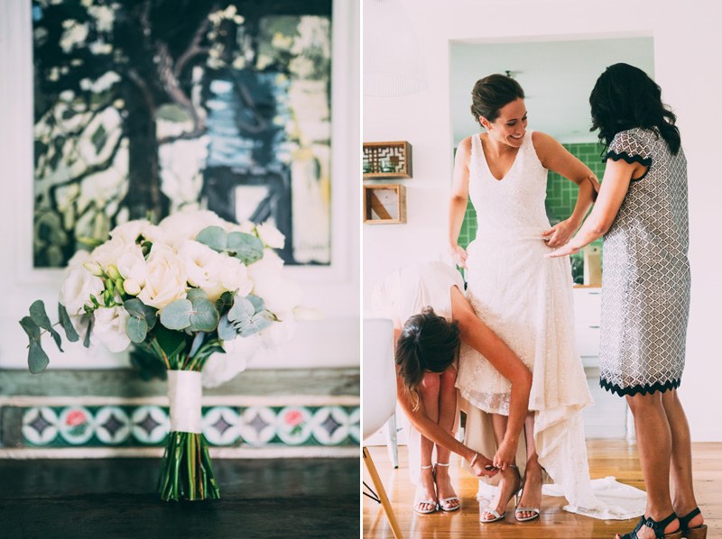 bridesmaids getting ready for wedding in healsville