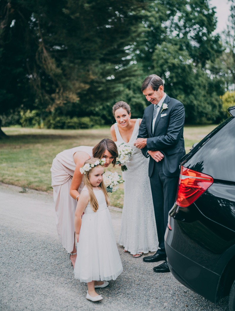 wedding ceremony with flower girl