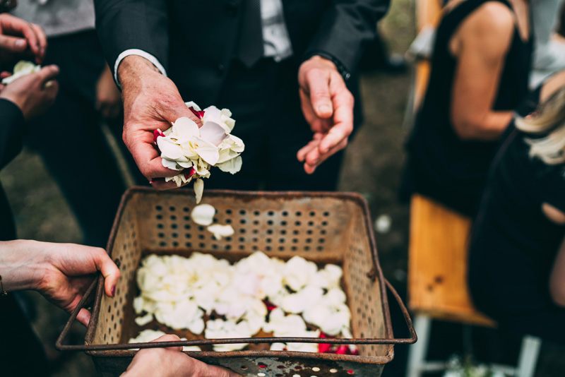 flower petals at wedding ceremony yarra valley