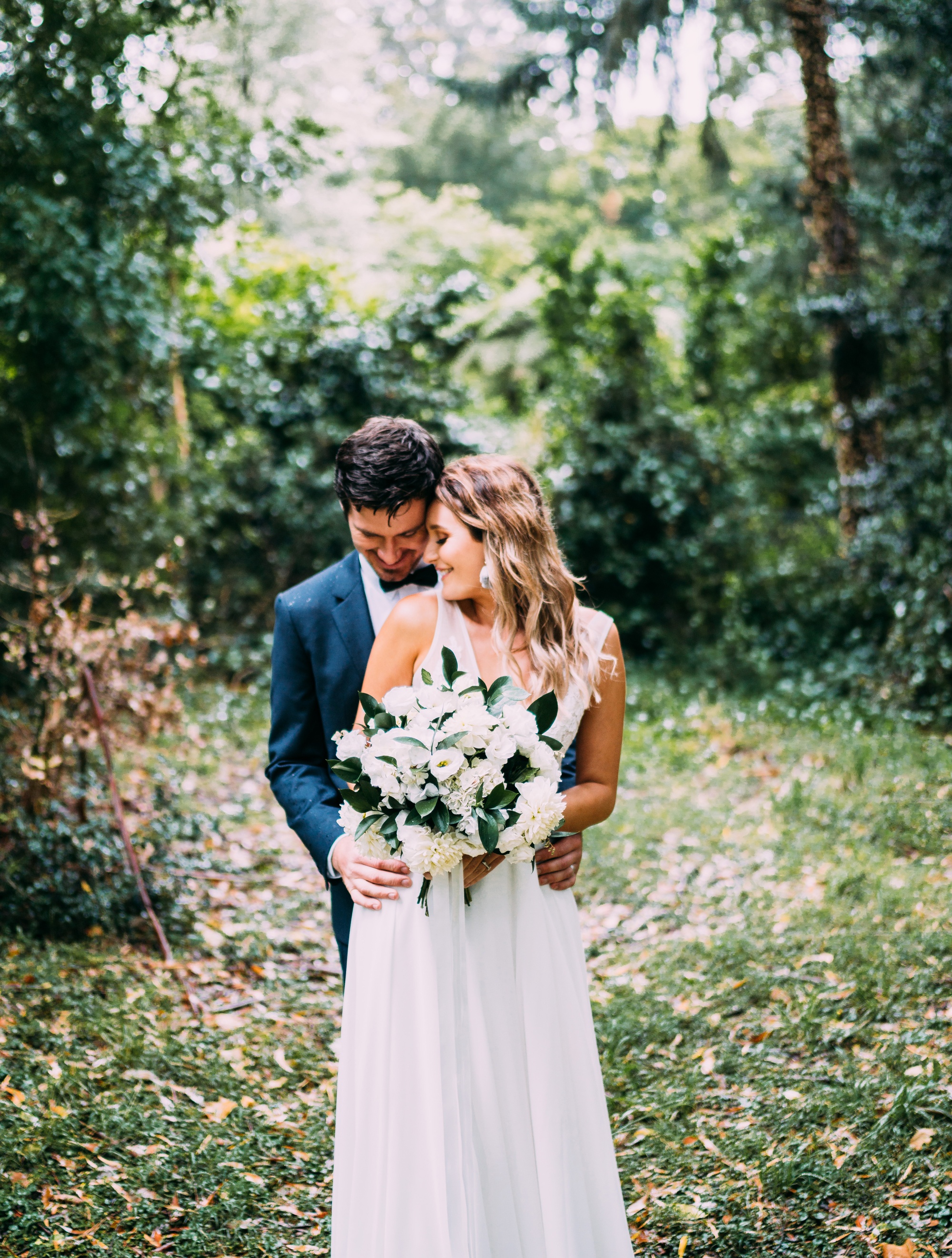 gorgeous wedding couple photo in the forest