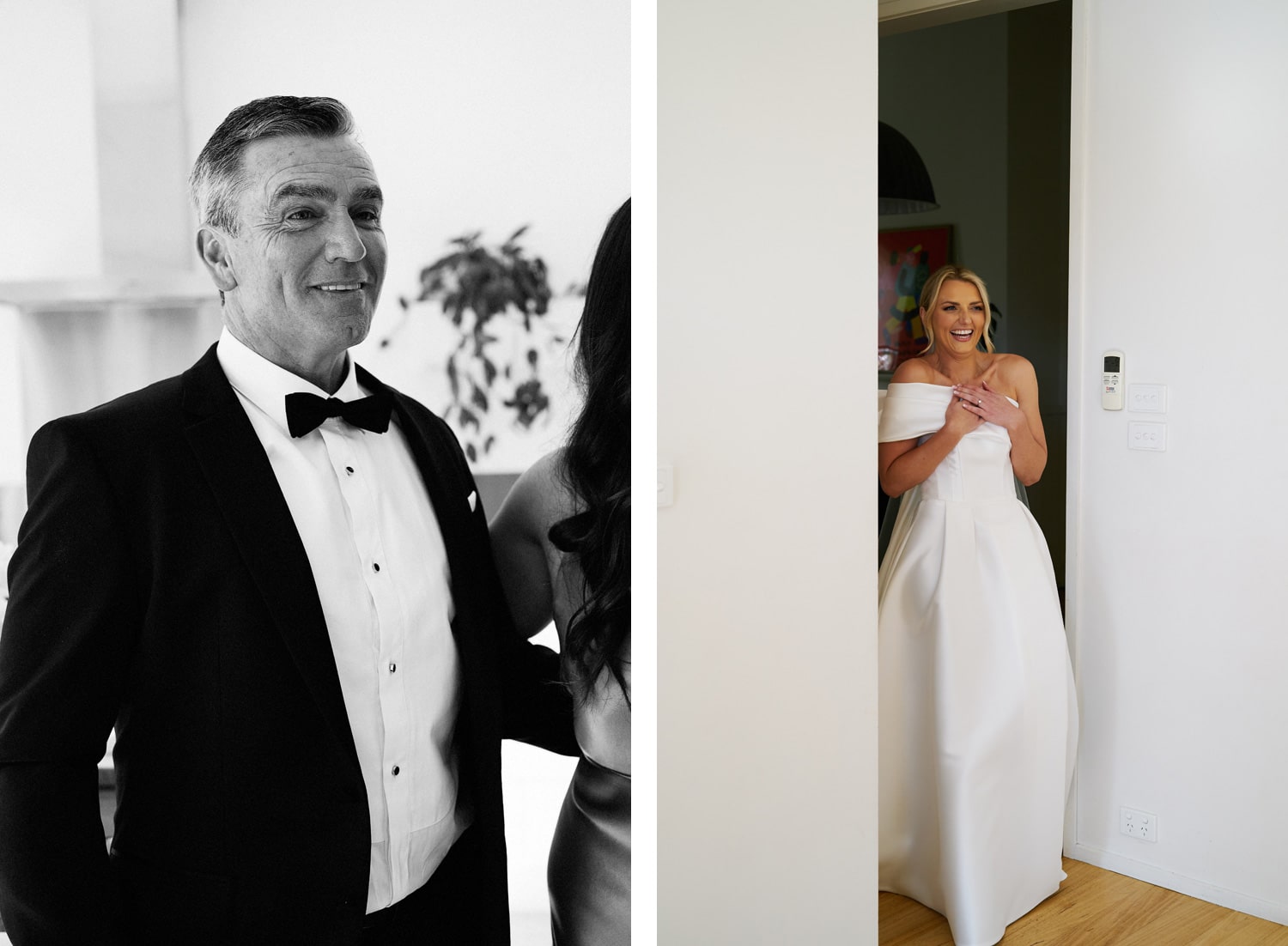 daughter reveal to father on wedding day in wedding dress
